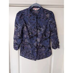 See By Chloe Floral Leaf Print Puff Sleeve  Blouse Size 4 36 Parisian garden